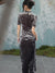 Silver Dragon - Short Sleeve Velvet Contemporary Cheongsam Dress