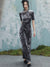 Silver Dragon - Short Sleeve Velvet Contemporary Cheongsam Dress