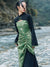 Bambou d'hiver - Embroidered Satin Cheongsam Dress