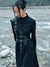 Inscription Embroidered Leather Shirt Dress
