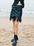 Sweet Punk Chiffon Patchwork Leather Skirt
