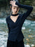 Hollow-out V Collar Knitted Top
